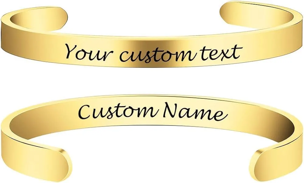 Bracelets Custom Gold Bracelet for Women Inspirational Gifts for Women Motivational Birthday Cuff Bangle Friendship Personalized Mantra Jewelry