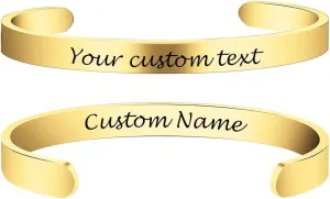 Bracelets Custom Gold Bracelet for Women Inspirational Gifts for Women Motivational Birthday Cuff Bangle Friendship Personalized Mantra Jewelry
