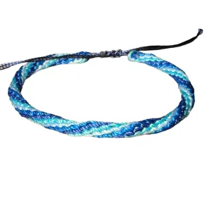 Braided Bracelet, Shades of Blue and Turquoise, 6.5 in, Adjustable, Friendship Bracelet