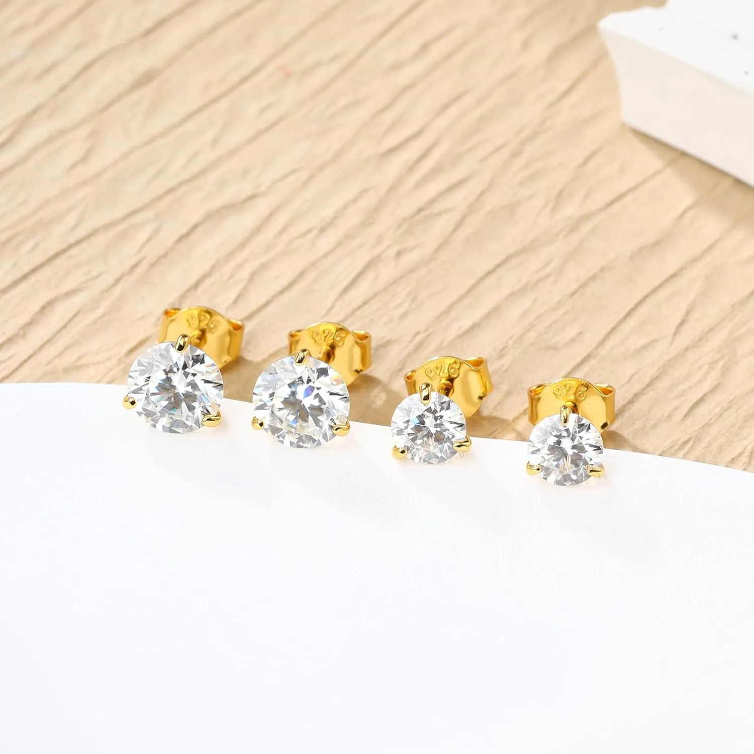 BREN Moissanite Earrings for Women and Men - 925 Sterling Silver Hypoallergenic Imitation Diamond Stud Earrings