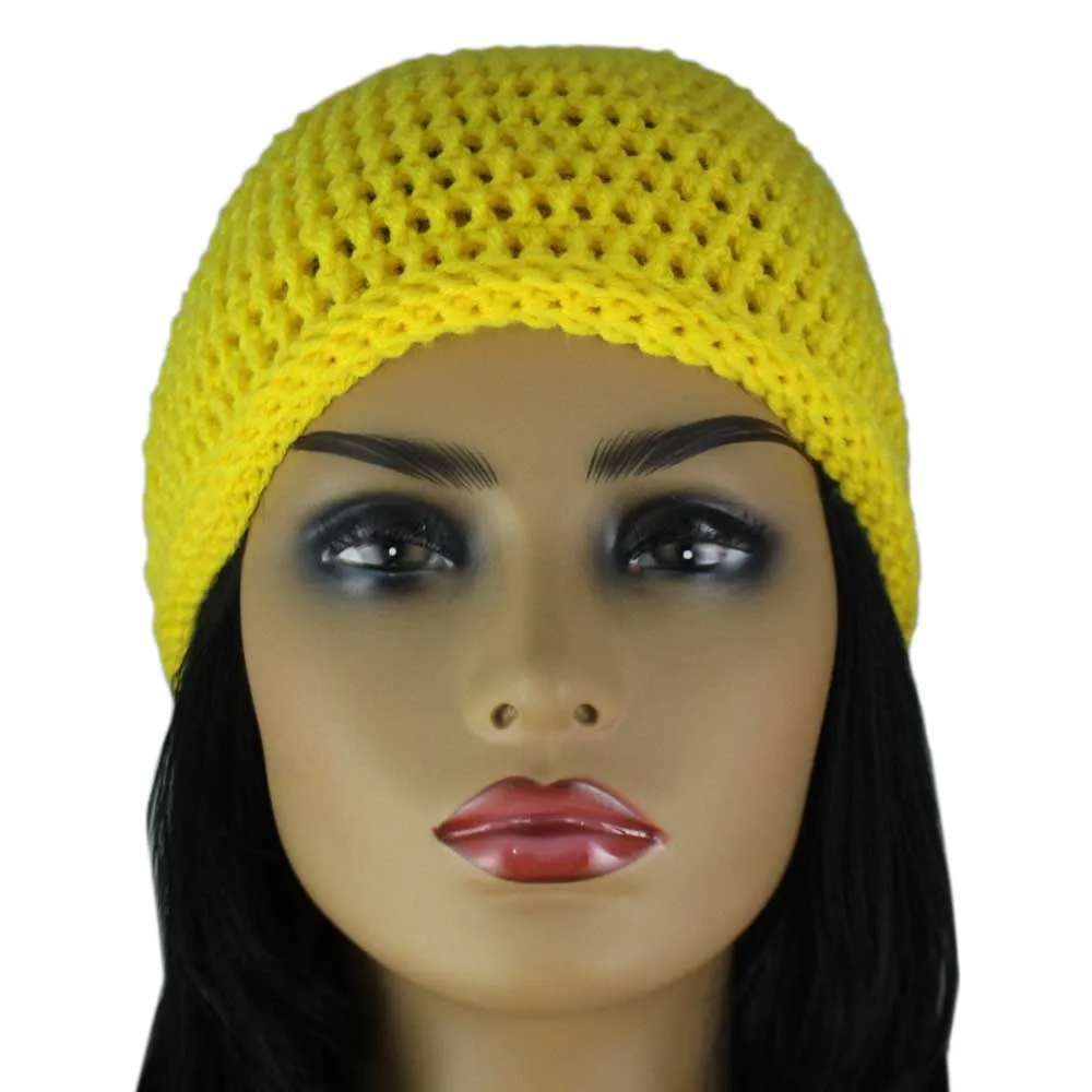 Bright Yellow Crochet Beanie Hat Medium/Large - JMCH23ML