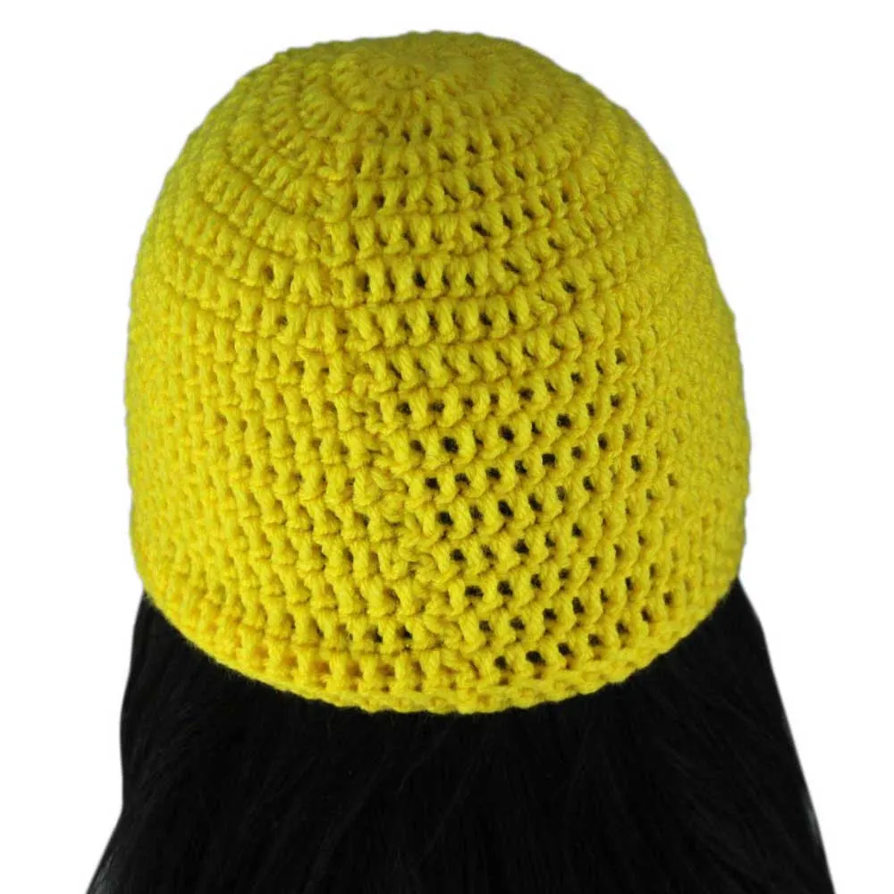 Bright Yellow Crochet Beanie Hat Medium/Large - JMCH23ML