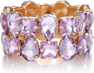 BriLove Women's Gorgeous Sparkling Crystal Emerald Cut Stretch Bangle Bracelet for Wedding Party Prom Jewelry Accessories