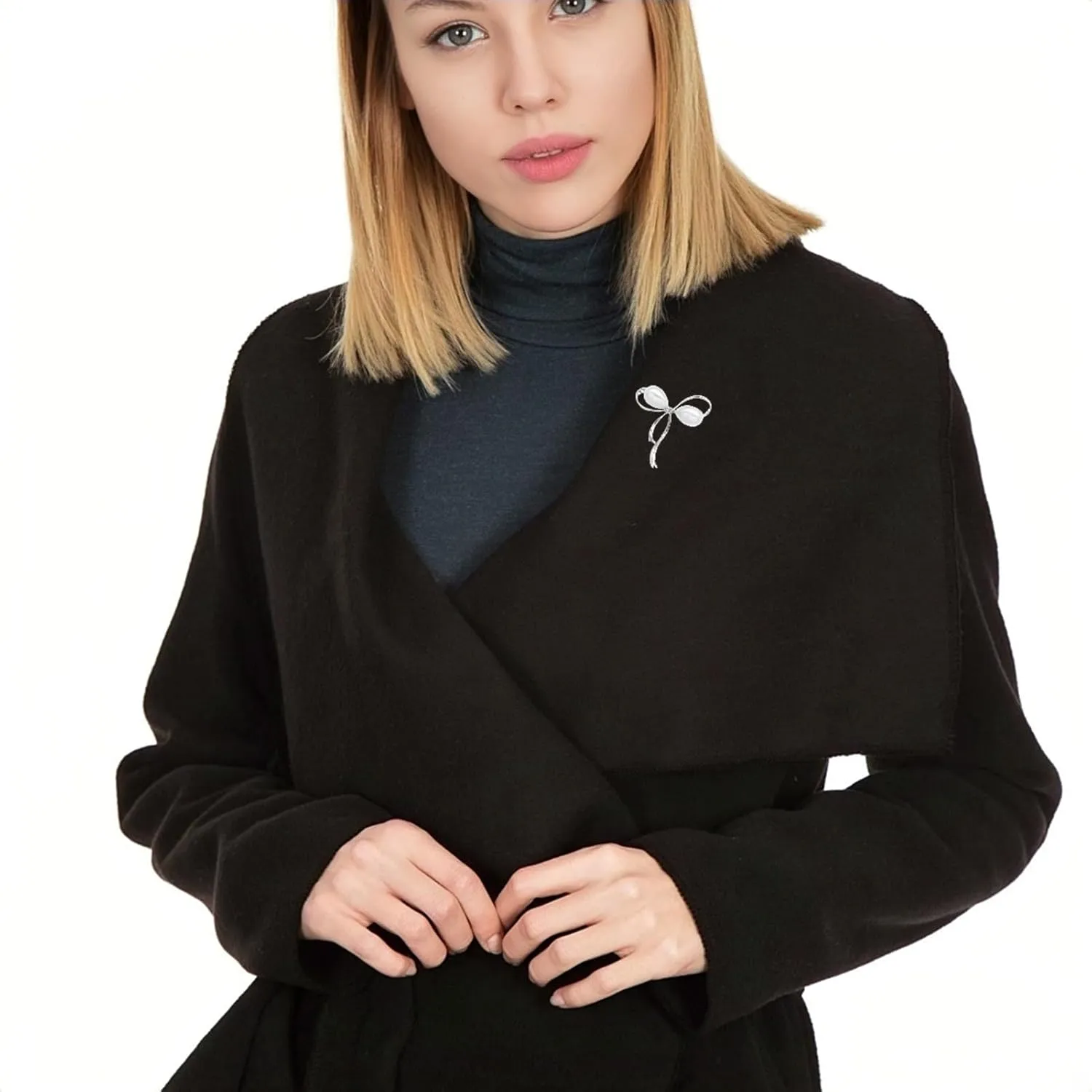 brooches for women, la luen Bow Brooch Pins Sweater Shawl Clips Faux Pearl Brooch Pins for Women