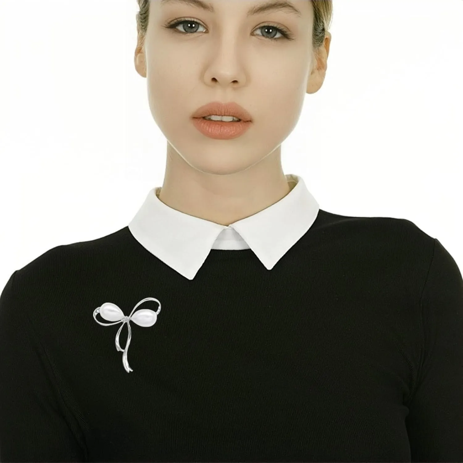 brooches for women, la luen Bow Brooch Pins Sweater Shawl Clips Faux Pearl Brooch Pins for Women