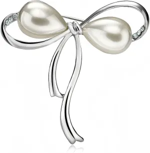 brooches for women, la luen Bow Brooch Pins Sweater Shawl Clips Faux Pearl Brooch Pins for Women