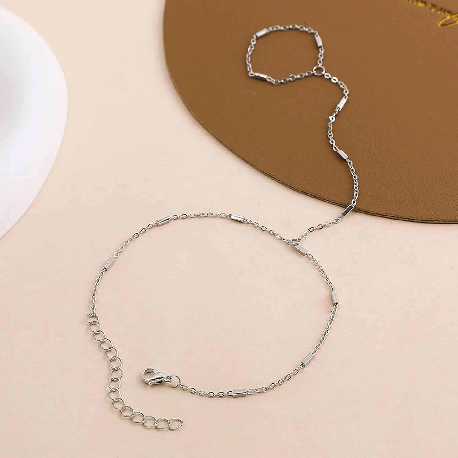 BUAJIUBUA Slave Bracelet Silver Simple Ring Bracelet Hand Chain for Women Jewelry Dainty