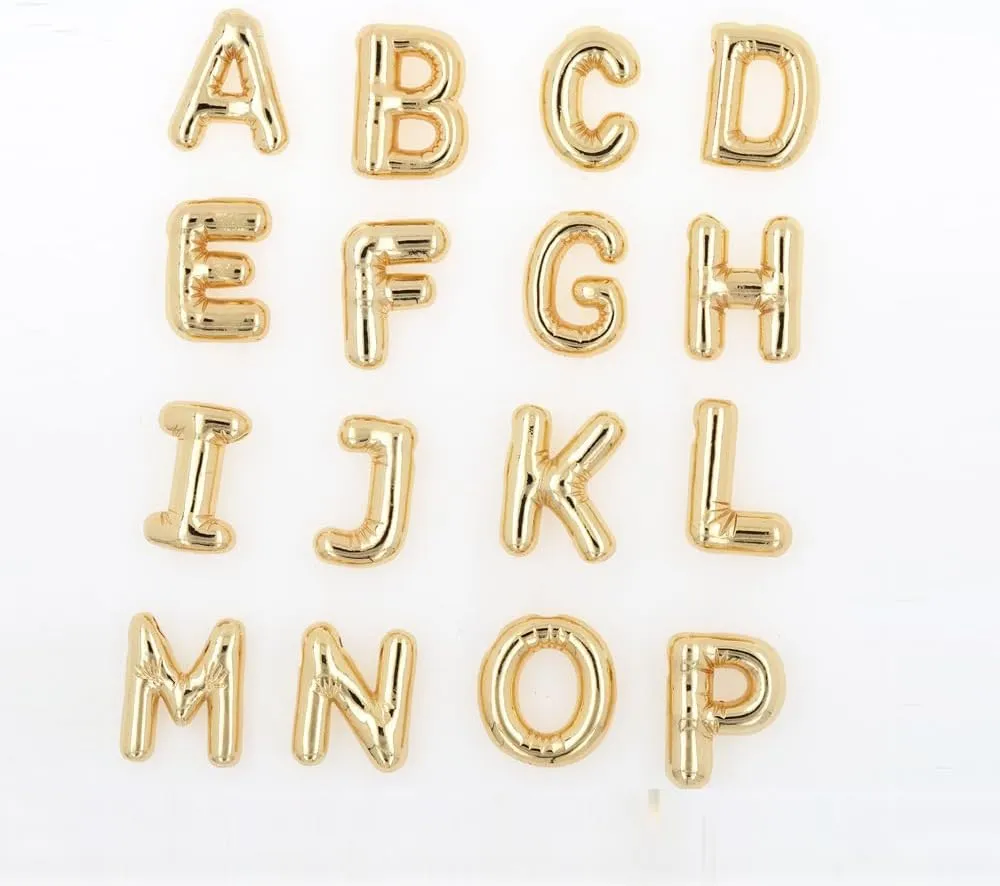 Bubble Letter Necklace For Women, Balloon Initial Alphabet Pendant 18k Gold Plated Dainty Statement Gift Jewelry