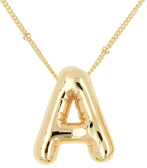 Bubble Letter Necklace For Women, Balloon Initial Alphabet Pendant 18k Gold Plated Dainty Statement Gift Jewelry