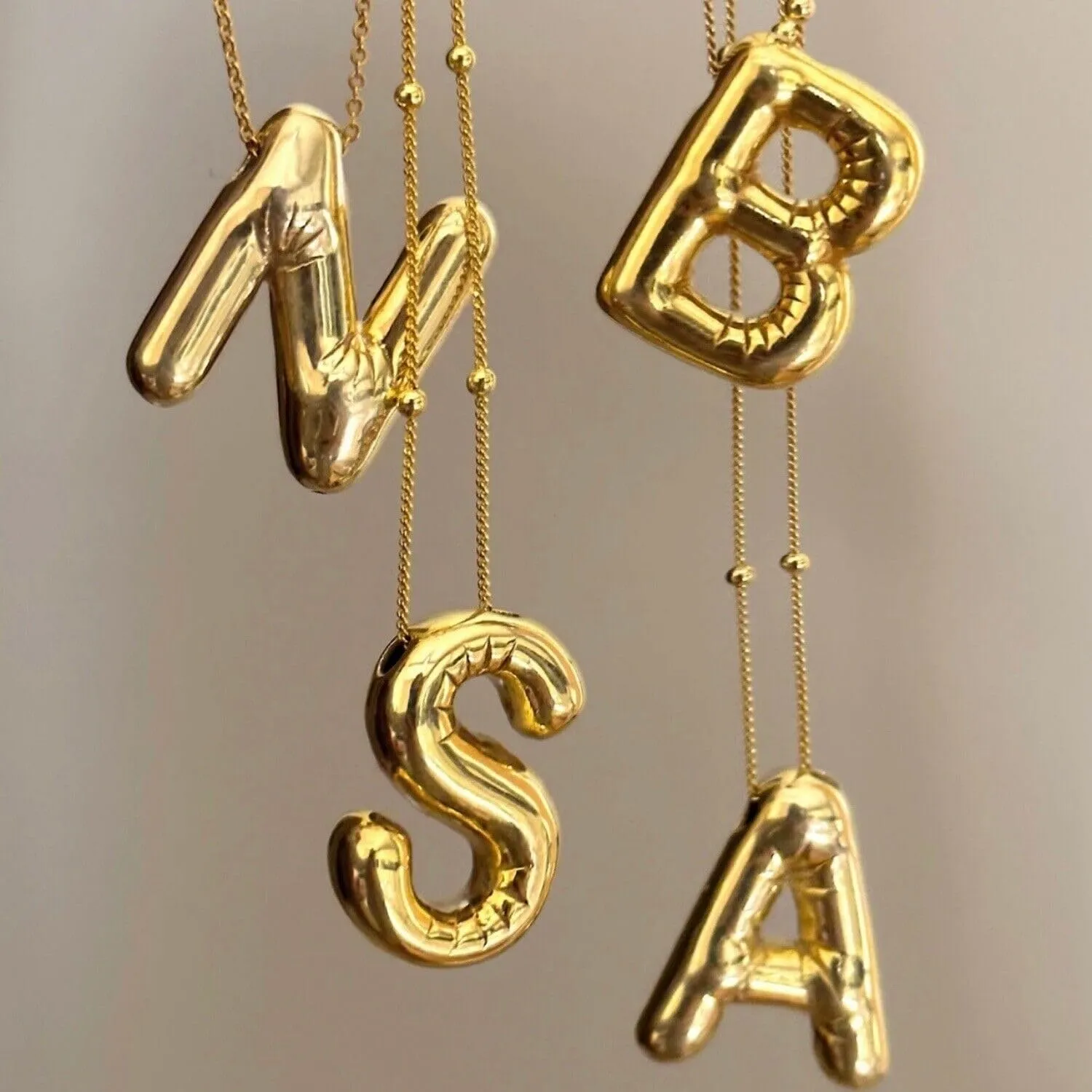Bubble Letter Necklace For Women, Balloon Initial Alphabet Pendant 18k Gold Plated Dainty Statement Gift Jewelry