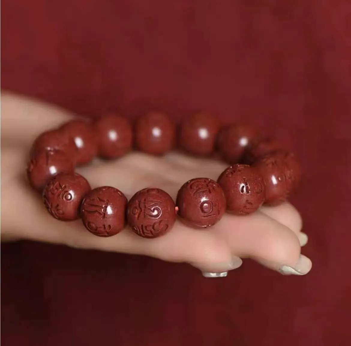 Buddha bracelets Bead Bracelet Tibetan Buddhist,Meditation Prayer Beads Bangle,Buddhist prayer beads bracelet, natural cinnabar six-word truth bracelet, feng shui wealth auspicious peace bracelet