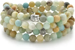 Buddha Charm Meditation Jewelry of 108 Mala Prayer Beads Bracelet or Necklace