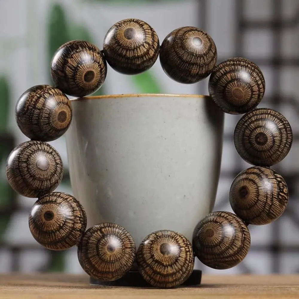 Buddhist prayer beads,Mala beads, 20Mm Eagle Eye Wooden Beads Single Loop Bracelet Simple Wooden Prayer Beads Bracelet, Rosary for Prayer Meditation