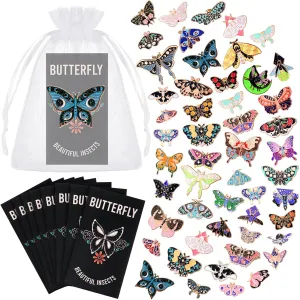 Butterfly Enamel Brooches Pins Bulk Butterfly Backpacks Lapel Pins for Women Gifts Moth Decoration with Cards and Organza for Clothes Women Gift