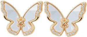 Butterfly Gold Earrings for Women Trendy 14K Gold Plated Stud Earrings with CZ Stones, Perfect Jewelry Gifts for Women Lightweight Hypoallergenic Gold Earrings