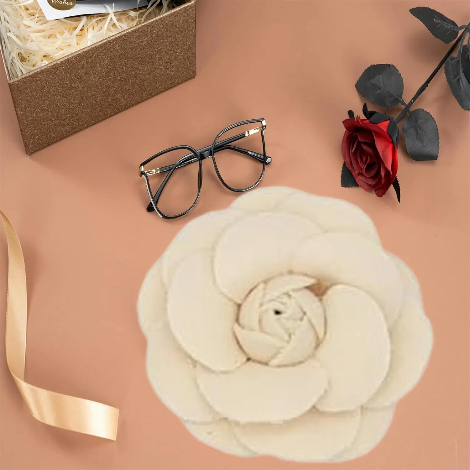 Camellia Hair Clip and Brooch Pin for Women Dainty Flower Broochs Lapel Pins Designer Inspired Camellia Peony Rose Brooches Flower DIY Clothing Shoes Hats Accessories Wedding Party Dance Banquet Dress Suit Ceremony Jewelry Accessories