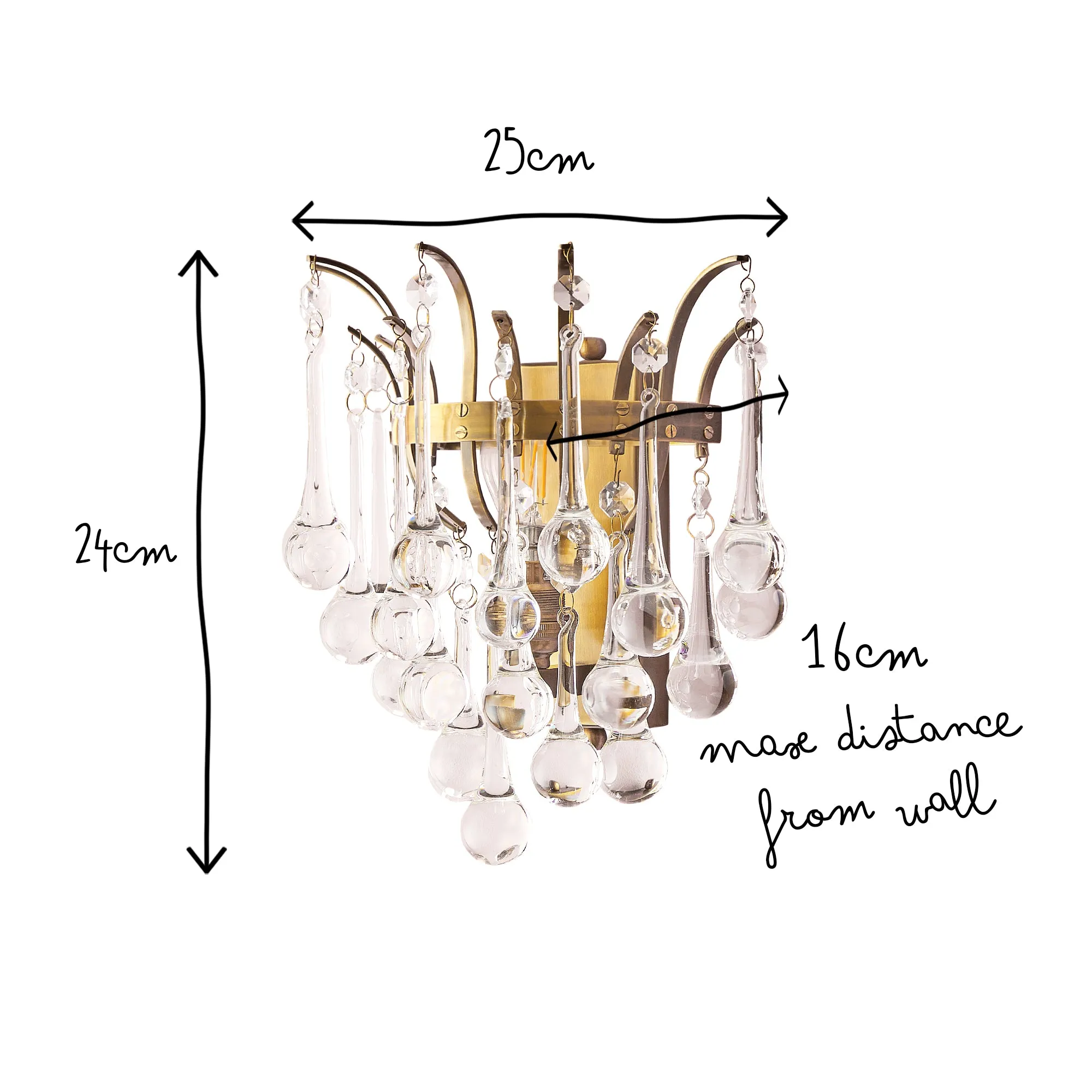Capulet wall light in brass and glass