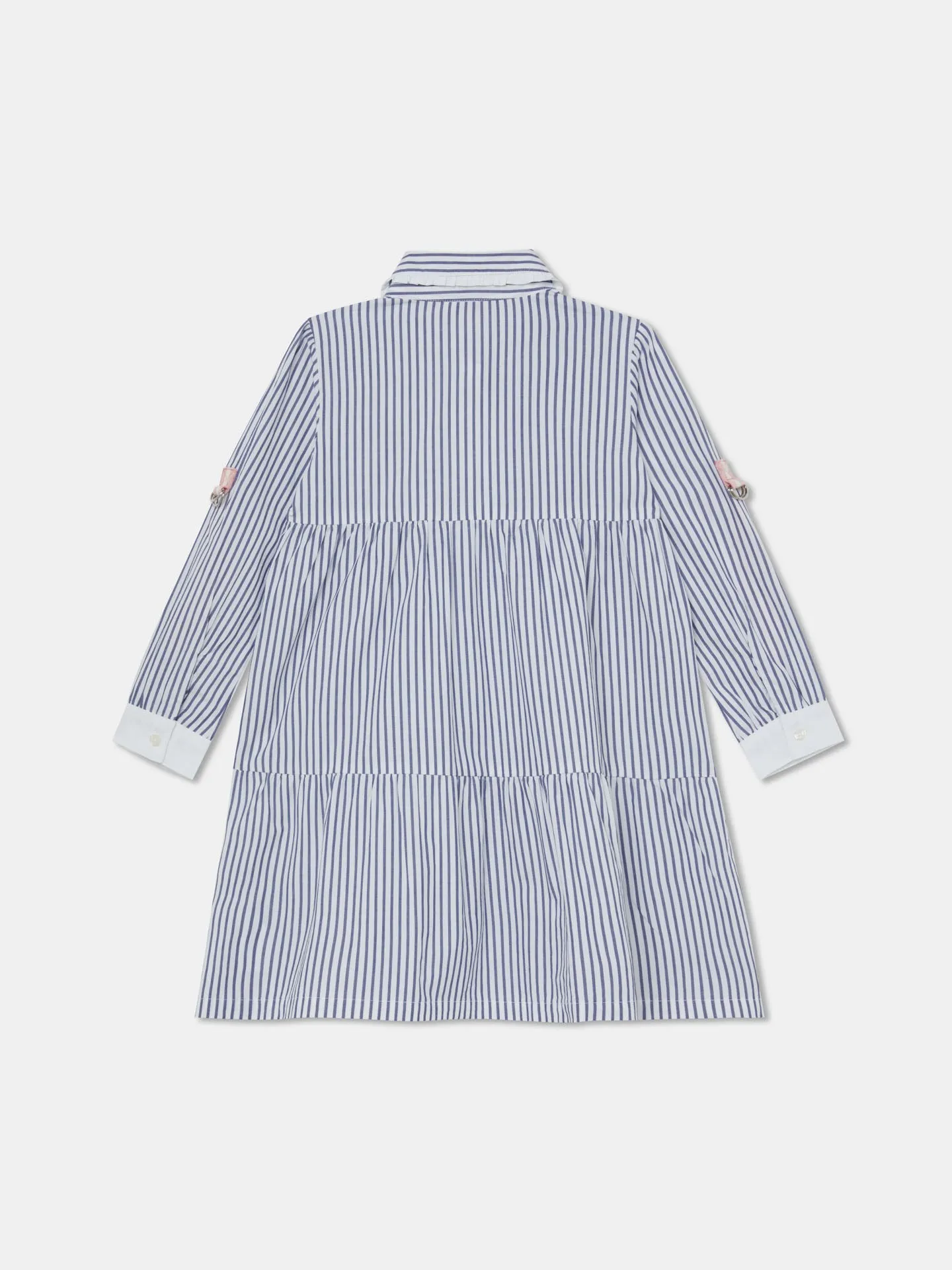 Casual Striped Poplin Shirt Dress
