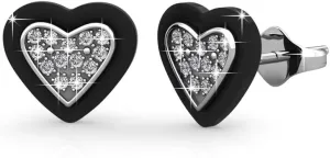 Cate & Chloe Rory Dainty White Gold Heart Earrings, 18k Gold Plated Studs with Crystals & Ceramic Halo, Heart Stud Earrings with Pave Stone Crystals, Ceramic Earrings