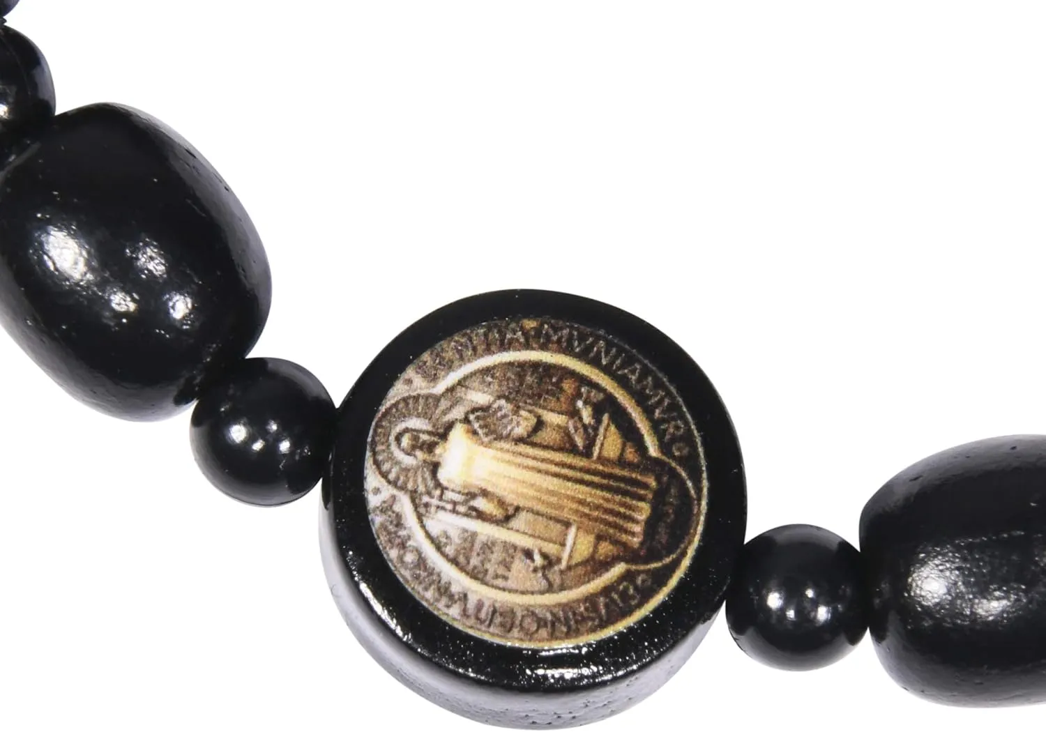 Catholica Shop - Catholic Religious Wear Elasticated Saint Benedict Bracelet Wooden Beads Decade Rosary Stretchable Bracelet for Men and Women