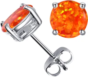 CERSLIMO Multi Colors fire Opal Stud Earrings Birthstone Earrings For Women 8mm