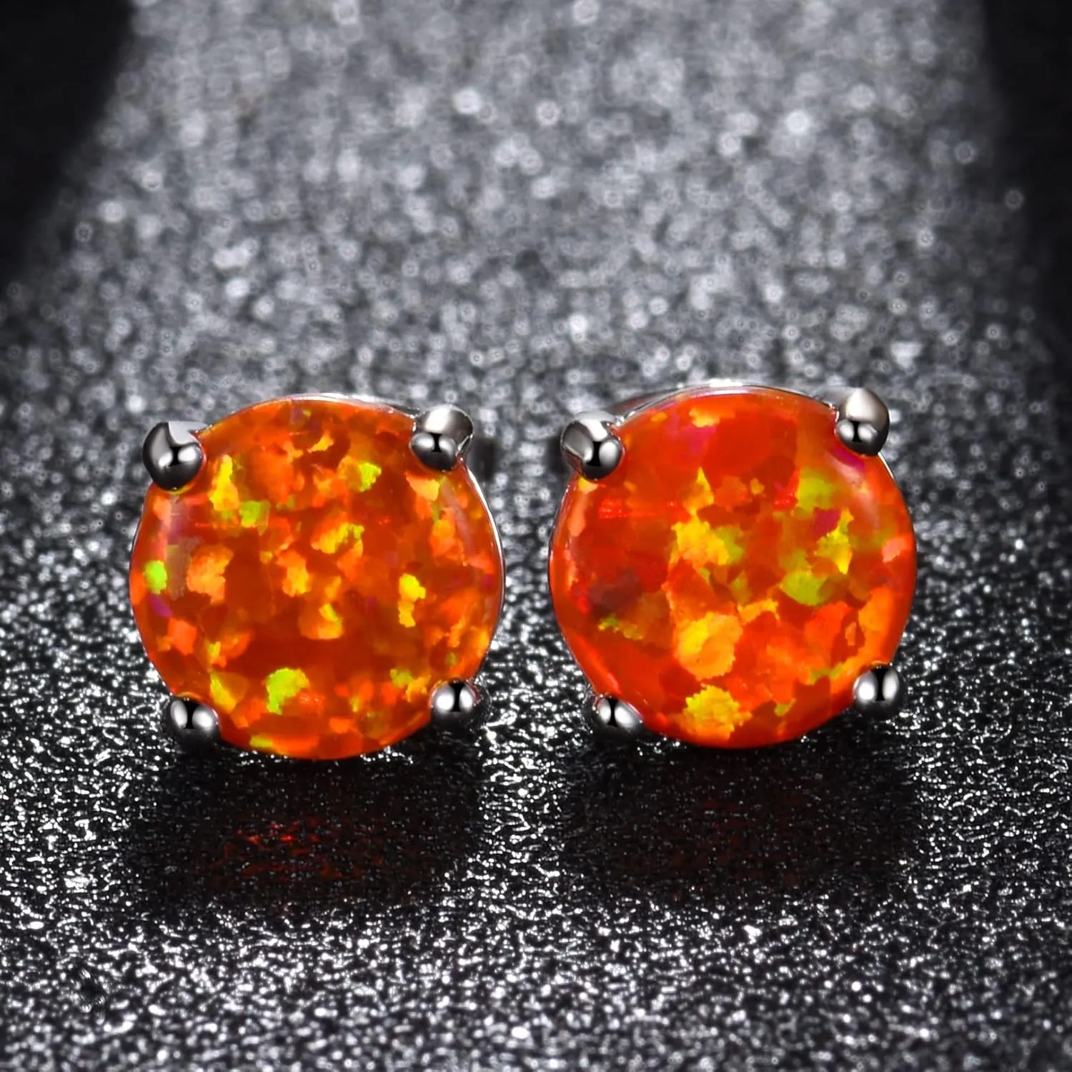 CERSLIMO Multi Colors fire Opal Stud Earrings Birthstone Earrings For Women 8mm