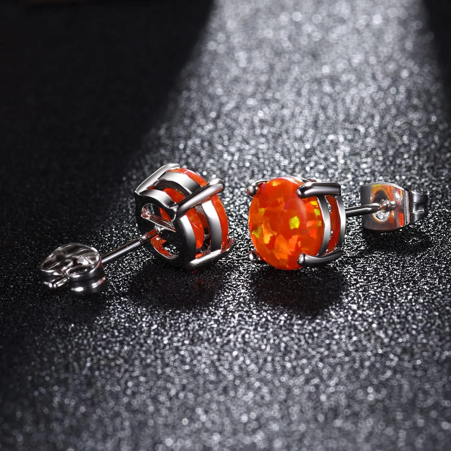 CERSLIMO Multi Colors fire Opal Stud Earrings Birthstone Earrings For Women 8mm