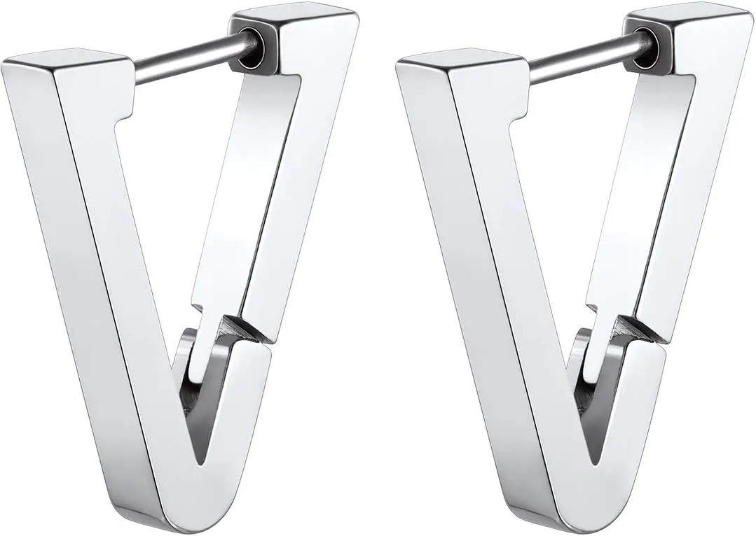 ChainsHouse Stud Earrings for Men Women,316L Stainless Steel/18K Gold/Black Metal, Punk Hypoallergenic Surgical Huggie Hoop Earrings Mens Jewelry Piercing Hoop Earrings