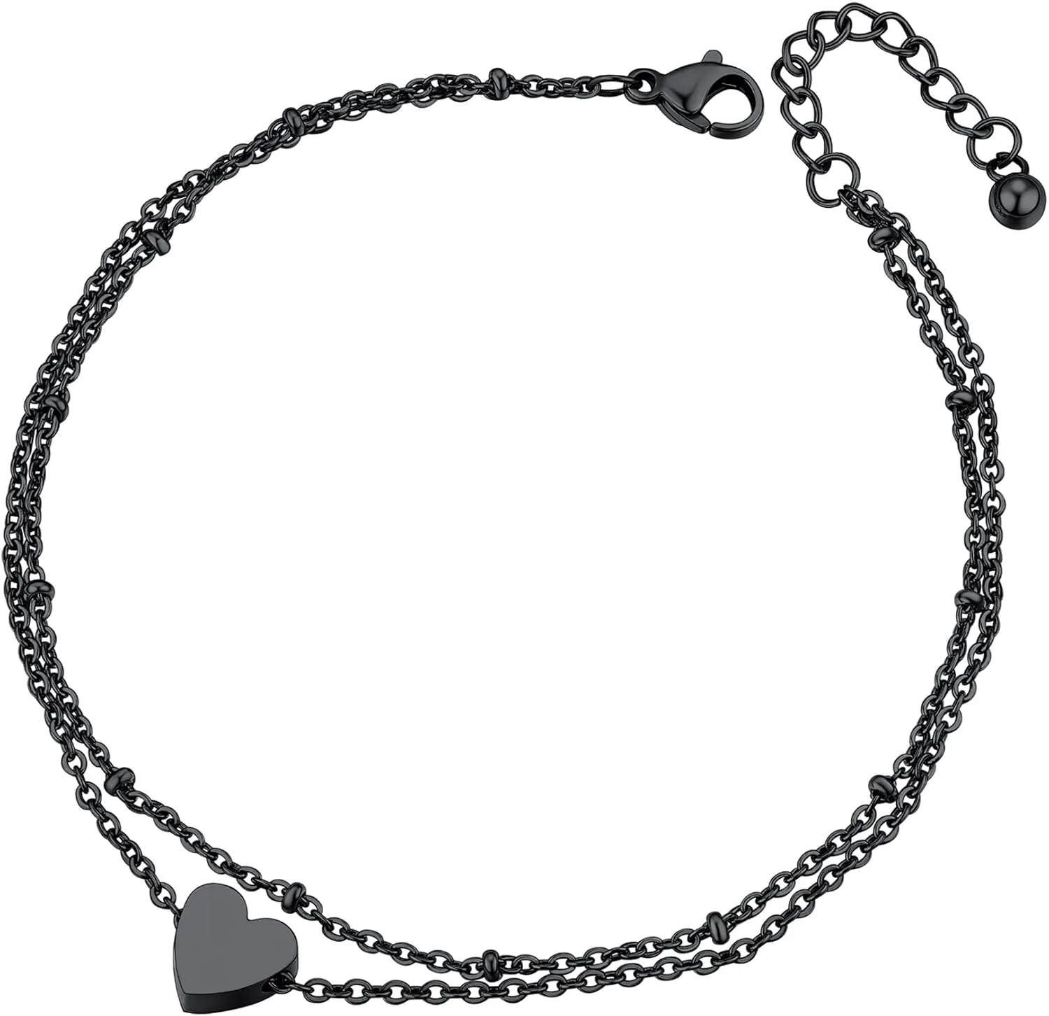ChainsProMax Black Cuban/Figaro/Twist Rope Chain Ankle Bracelet, Stainless Steel-Send Gift Box