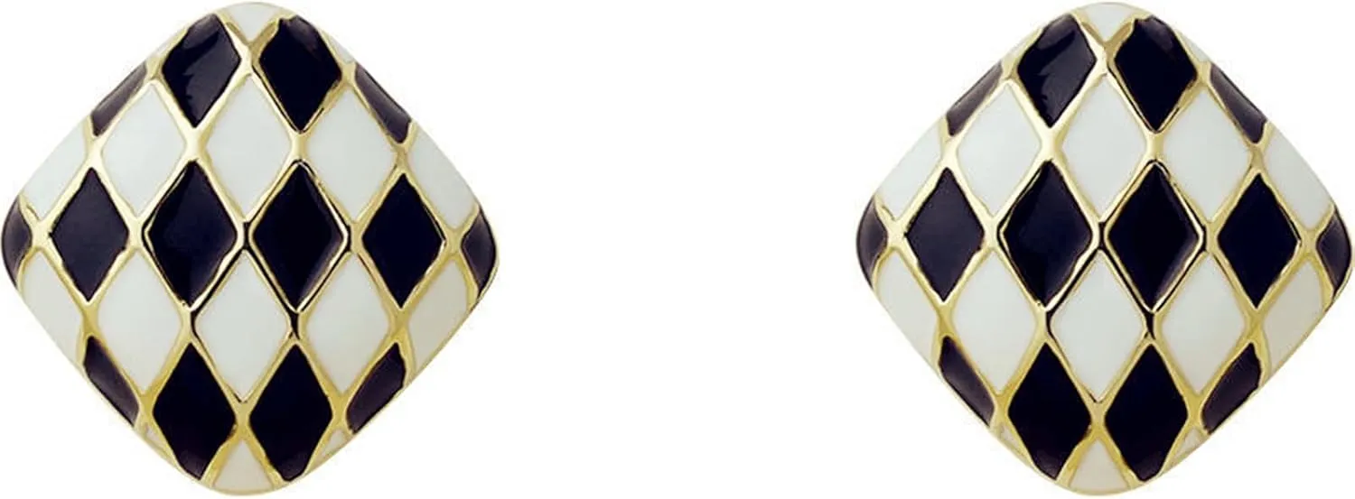 Checker Heart Stud Earrings for Women Unique Temperament Enamel Black White Striped Checkerboard Lightweight Small Earrings for Minimalist Valentines Day Birthday Anniversary Fashion Jewelry Gifts