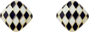 Checker Heart Stud Earrings for Women Unique Temperament Enamel Black White Striped Checkerboard Lightweight Small Earrings for Minimalist Valentines Day Birthday Anniversary Fashion Jewelry Gifts