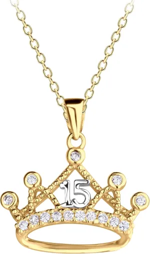 Cherished Moments Sterling Silver Necklace or Earring for Quinceanera Gift, "Sweet 15" Present with 15 Sparkling CZs
