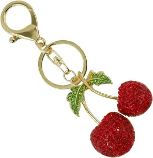 Cherry Keychain Bag Purse Charms Sparkling Crystal Accessories Cute Handbags Pendant for Women Girls Holidays Gift
