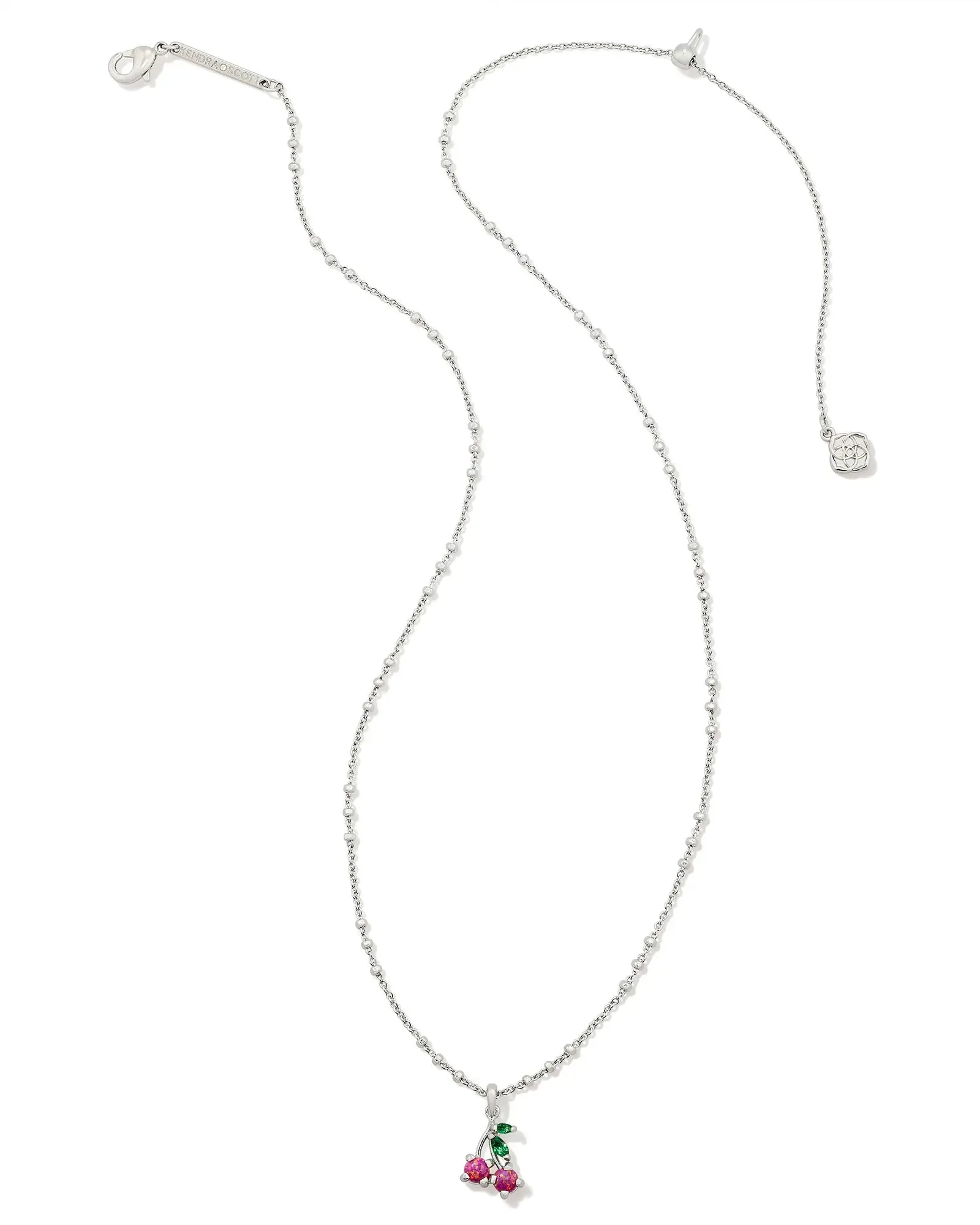 Cherry Silver or Gold Pendant Necklace in Berry Kyocera Opal