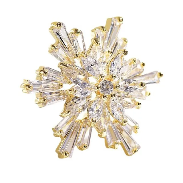 Chic Rhinestone Snowflake Brooch