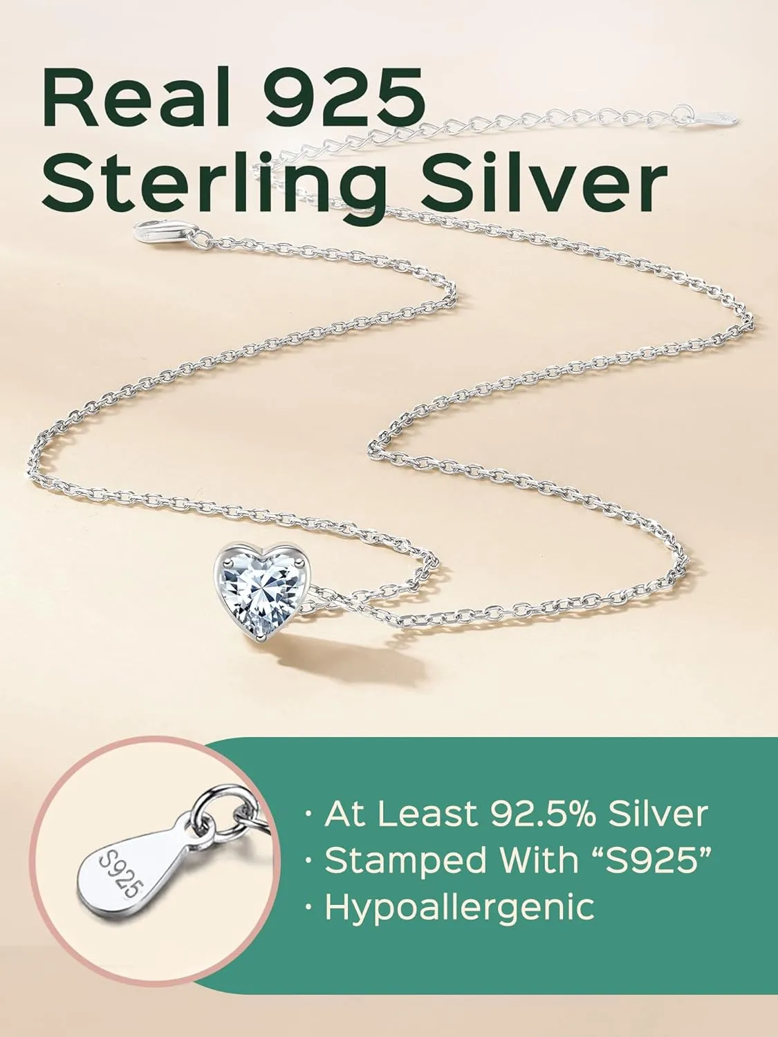 ChicSilver 925 Sterling Silver 12 Months Sparkling Round Cut Created Birthstone Pendant Necklace, 16 Inch Rolo Chain (with Gift Box)