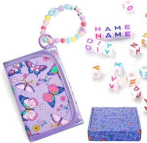 Choco Mocha Girls Wallets for Kids 4-6 6-8, Kids Wallets for Girls with Lanyard Gift Box, Toddler Wallet for Girl Birthday Gift, Butterfly Purple