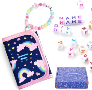 Choco Mocha Girls Wallets for Kids 4-6 6-8, Kids Wallets for Girls with Lanyard Gift Box, Toddler Wallet for Girl Birthday Gift, Rainbow Pink