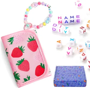 Choco Mocha Girls Wallets for Kids 4-6 6-8, Kids Wallets for Girls with Lanyard Gift Box, Toddler Wallet for Girl Birthday Gift, Strawberry Pink