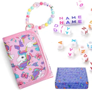 Choco Mocha Girls Wallets for Kids 4-6 6-8, Kids Wallets for Girls with Lanyard Gift Box, Toddler Wallet for Girl Birthday Gift, Unicorn Pink