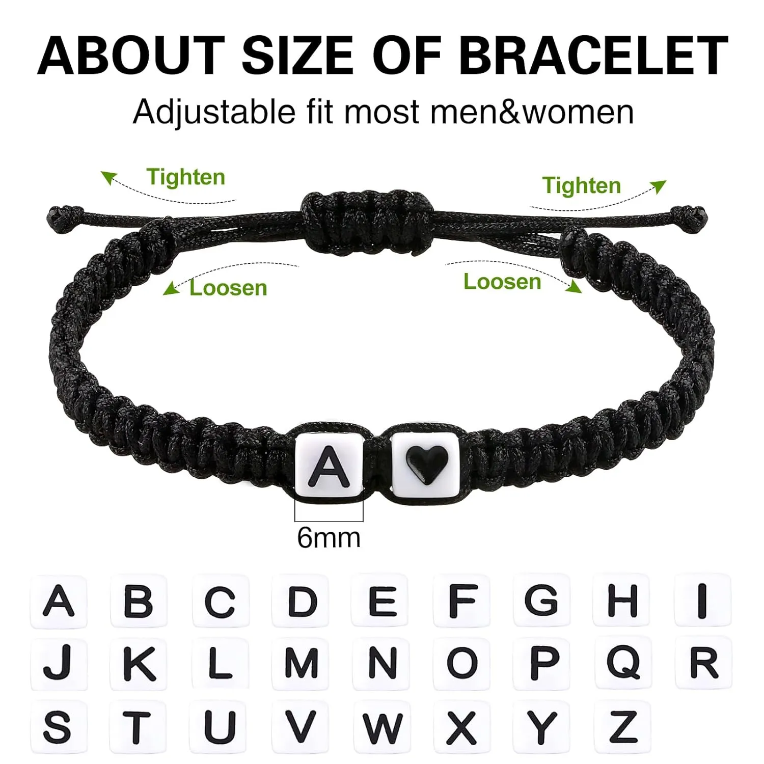 Christmas Gift Valentine's Day Gift Ideas Letter Initial Bracelet for Men Women Teens Son Daughter,Cute Anniversary Birthday Gift Matching Couple Bracelets for Him Her Boyfriend Girlfriend (M)