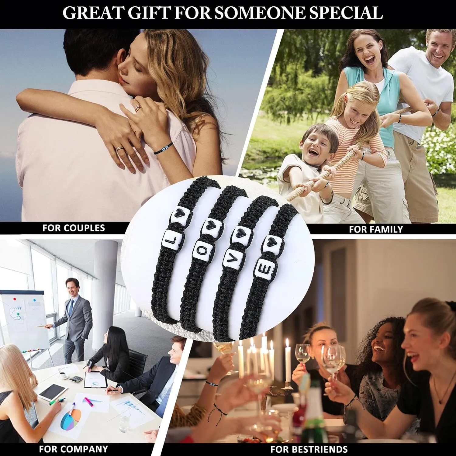 Christmas Gift Valentine's Day Gift Ideas Letter Initial Bracelet for Men Women Teens Son Daughter,Cute Anniversary Birthday Gift Matching Couple Bracelets for Him Her Boyfriend Girlfriend (M)