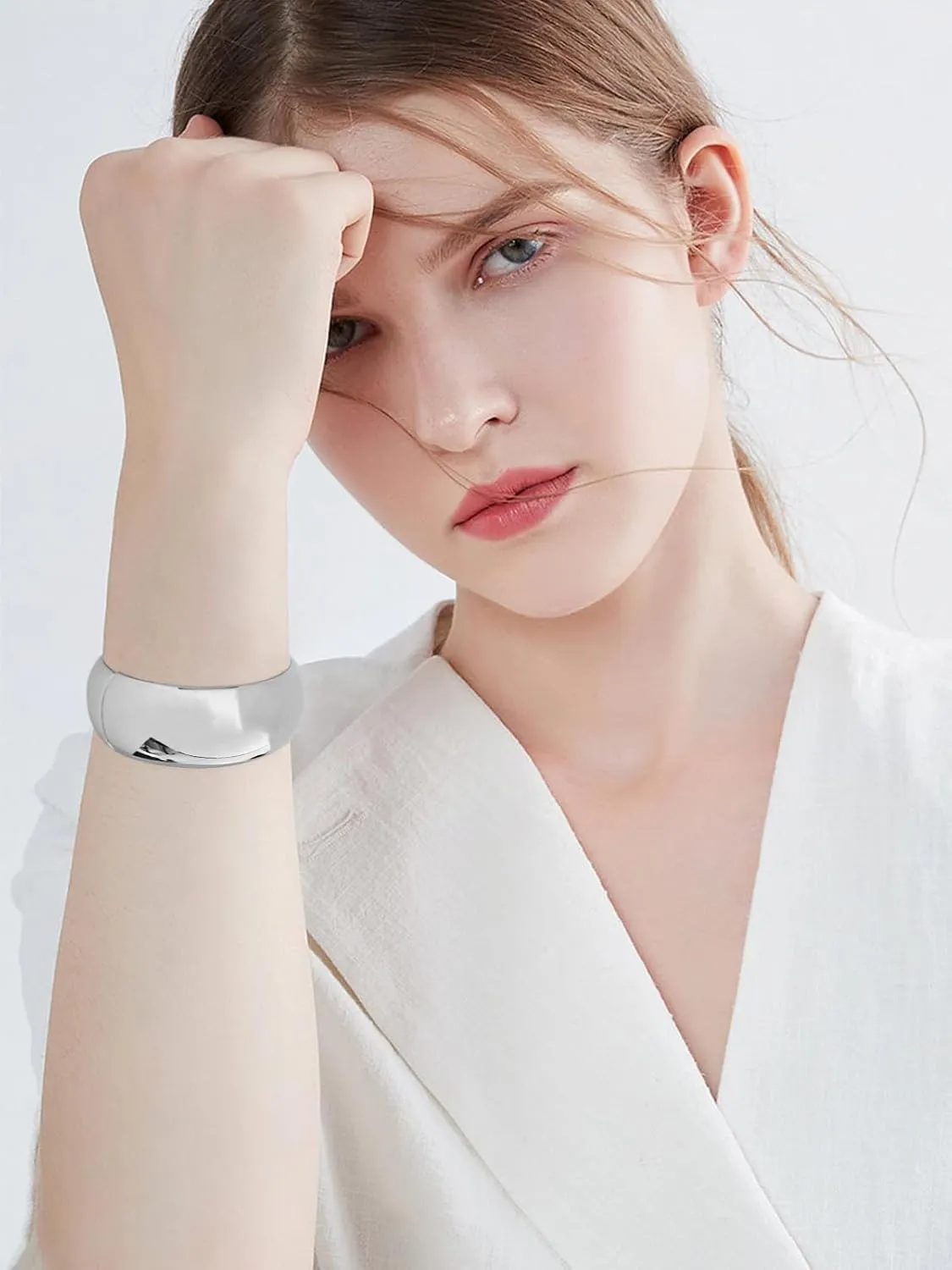 Chunky Gold Cuff Bracelets for Women Wide Gold Bangle Bracelet Hammered Open Wrist Cuff Bracelet Christmas Holiday Jewelry
