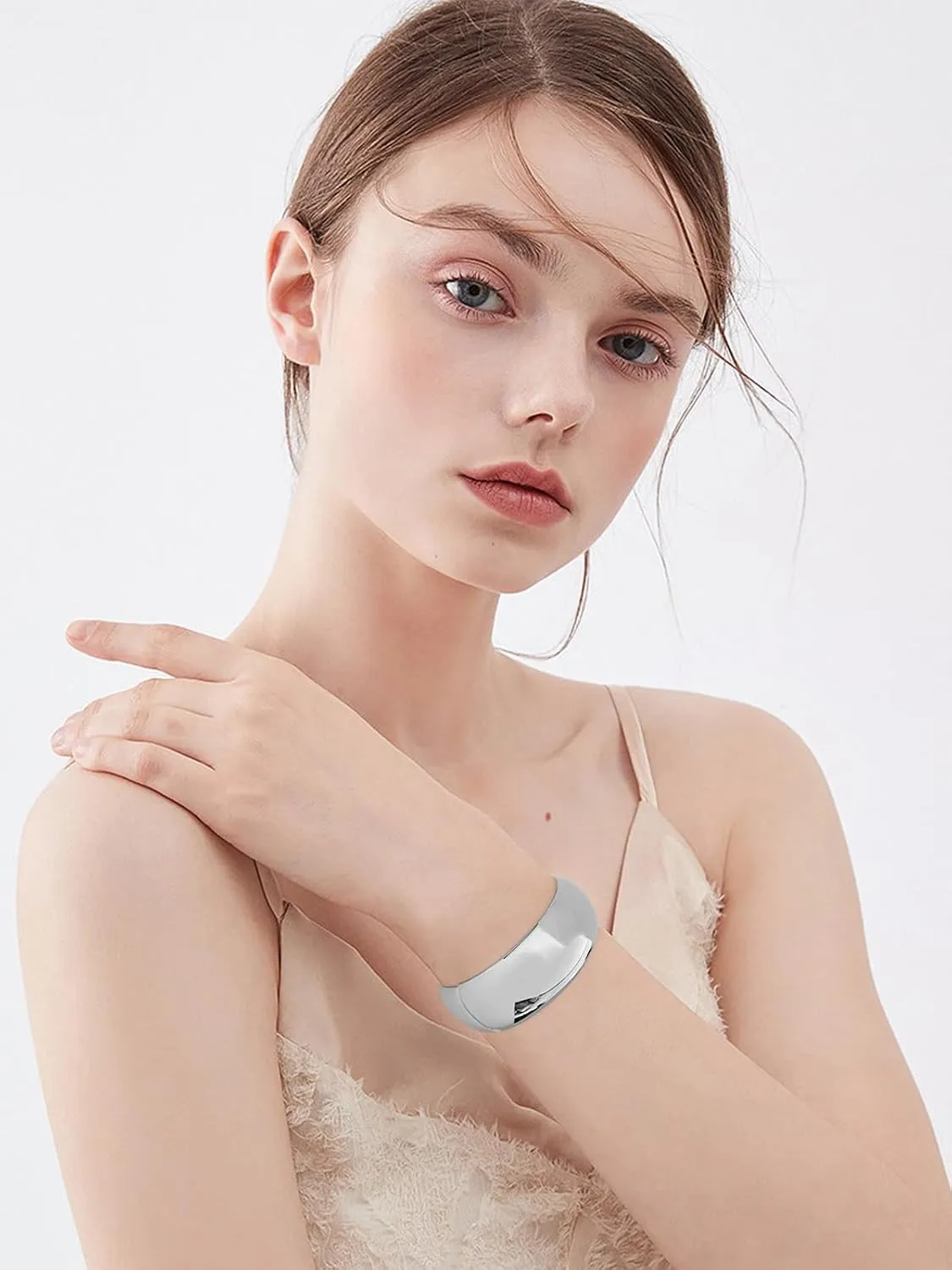 Chunky Gold Cuff Bracelets for Women Wide Gold Bangle Bracelet Hammered Open Wrist Cuff Bracelet Christmas Holiday Jewelry