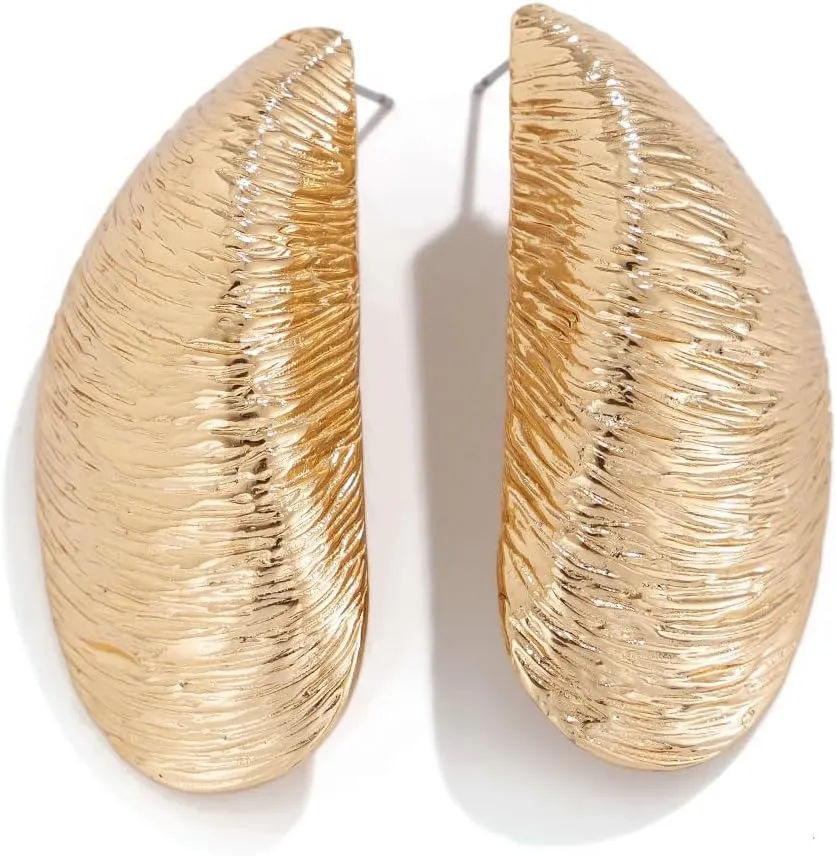 Chunky Gold Earrings for Women 18K Gold Plated Stud Earrings Irregular Statement Earrings Big Geometric Earrings Large Shell & Water Drop Earrings Hypoallergenic Fashion Jewelry Gifts
