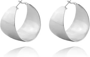Chunky Gold Hoop Earrings for Women - Wide, Exaggerated Large Vintage Geometric Statement Earrings - Minimalist Jewelry