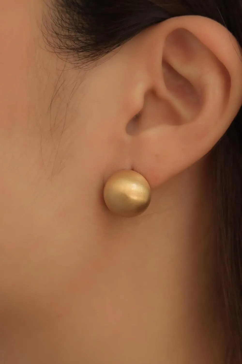 Chunky Gold Stud Earrings for Women 14K Gold Plated 925 Sterling Silver Brushed Half Ball Stud Earrings