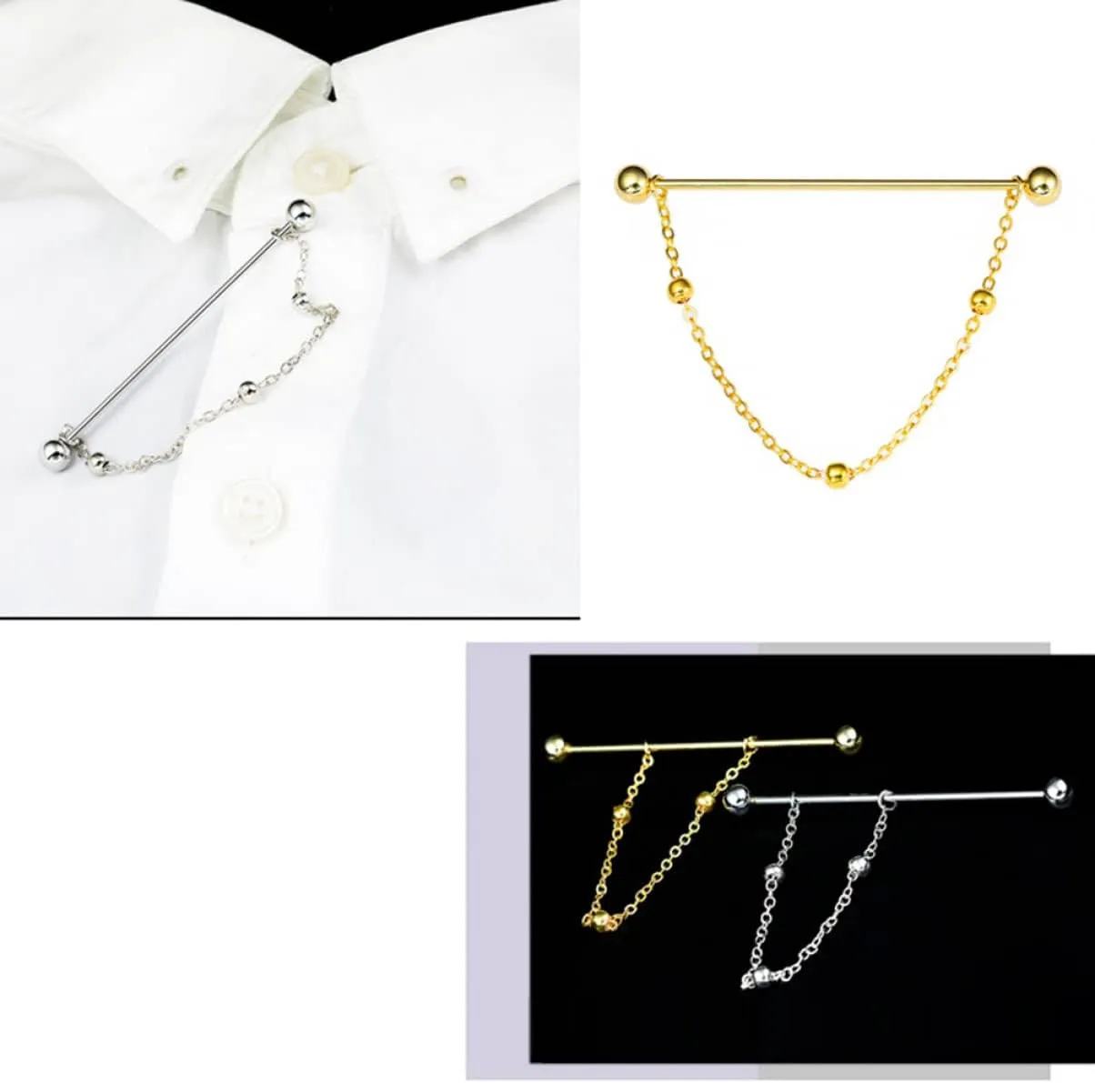 Ciieeo 2pcs Chain Pins Round Brass Clip Decor