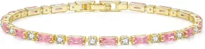 CiNily Adjustable Tennis Bracelets for Women Teen Girls Rainbow Cubic Zirconia Bracelet 14K White Gold Plated Hypoallergenic Slider Bracelet Jewelry Gift