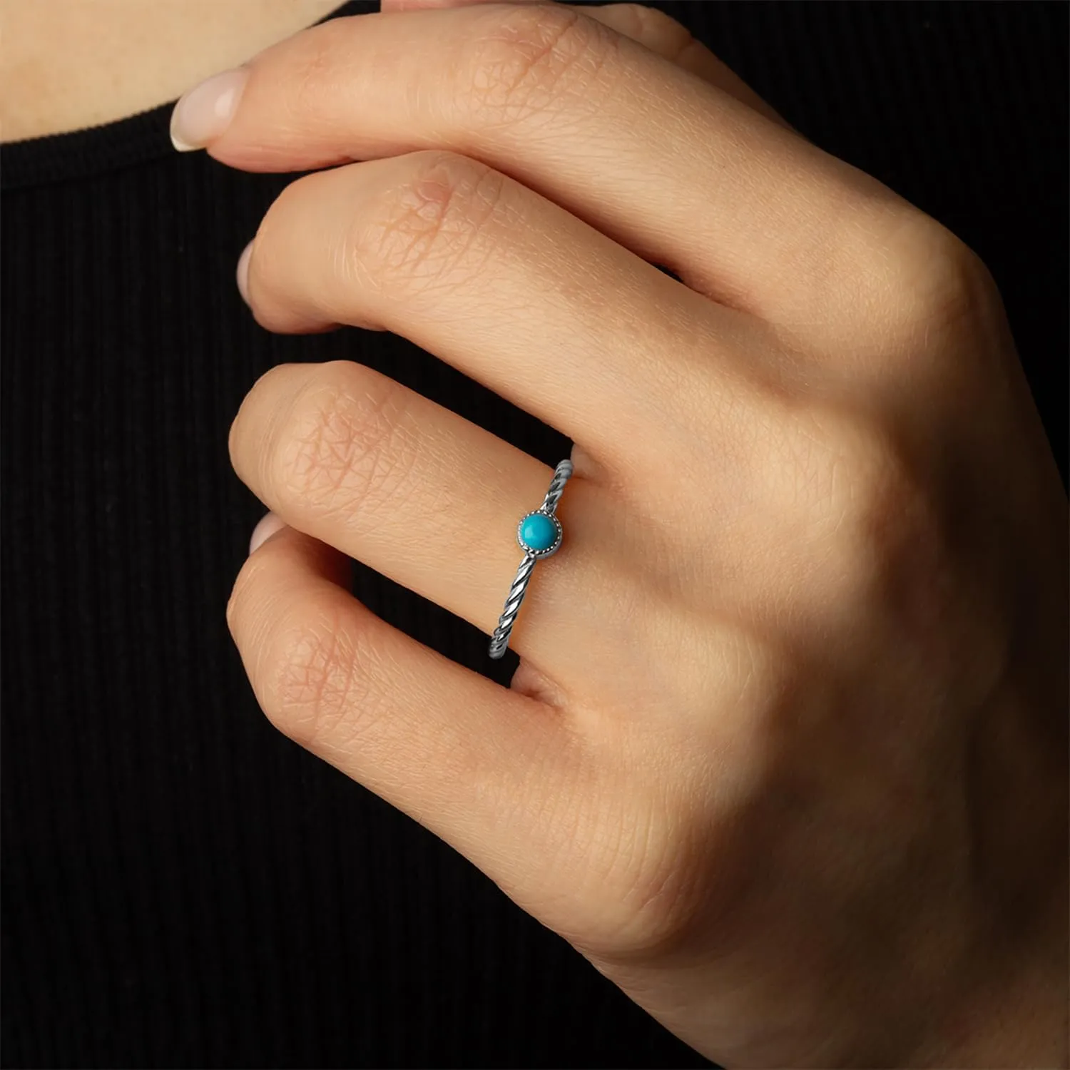 Claddagh Gold 10K & 14K Genuine Turquoise Gemstone Roped Statement Ring Available In Yellow/Rose/White with Multiple RingSize